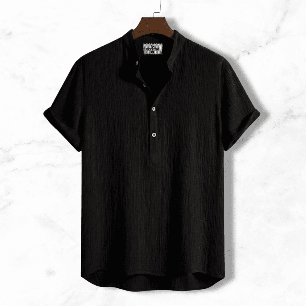 China Cotton Half Sleeve Katua - Black